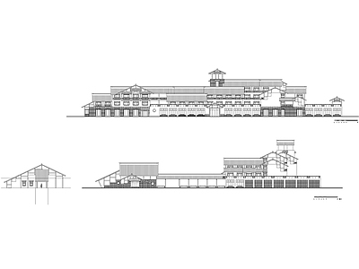 度假村建筑立面剖面 施工图