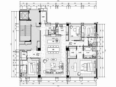 250㎡大平层样板间CAD施工图