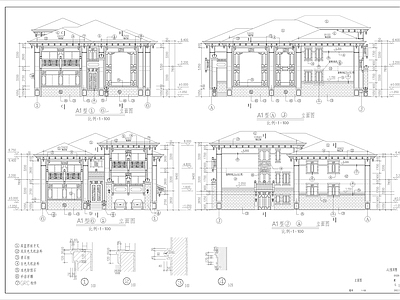 新中式豪华小别墅全套建筑图 施工图