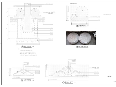 石牌坊详图 施工图  景观小品