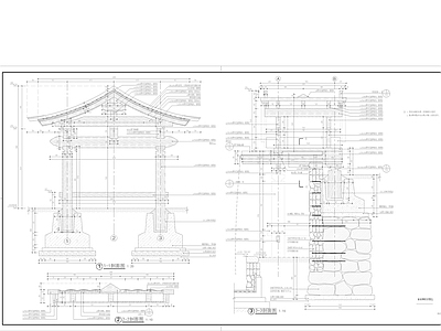 牌坊详图 施工图 景观小品