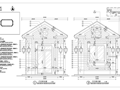 现代小区入口门卫亭细部 施工图 建筑通用节点