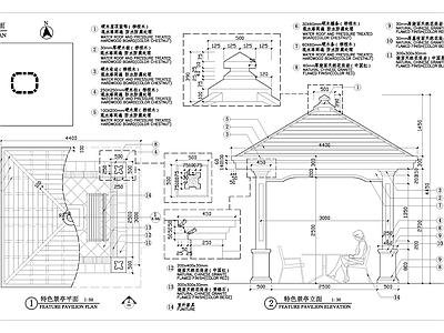 单檐木质景亭细部做法 施工图