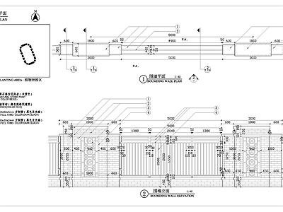 铁艺围墙细部及特色种植池 施工图