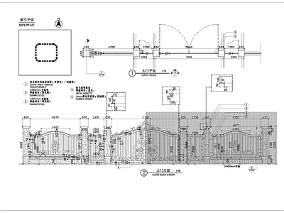 特色铁艺大门详图 施工图 通用节点
