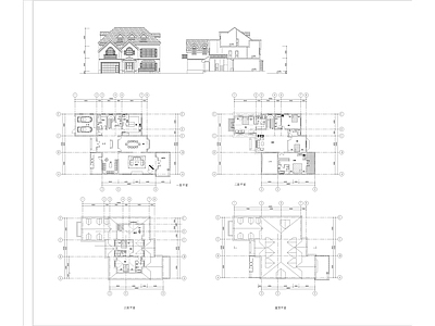 欧式古典别墅建筑 施工图