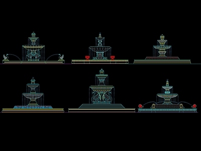 欧式喷泉水景做法详图 施工图
