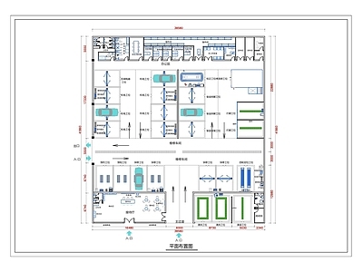 汽车维修店含设备模型平面图