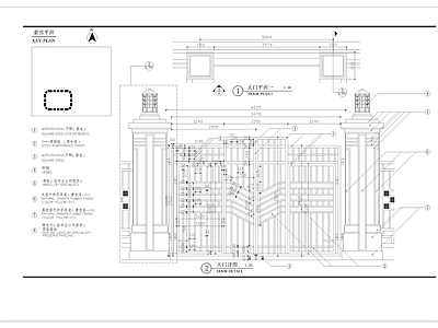 入口铁艺大门细部 施工图 通用节点