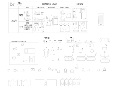 卫生间设施用具平立面 图库