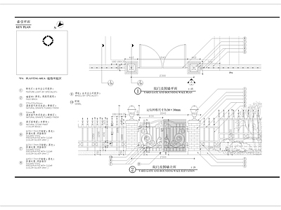 院门及围墙细部 施工图