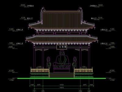 中式古建万佛亭详图 施工图