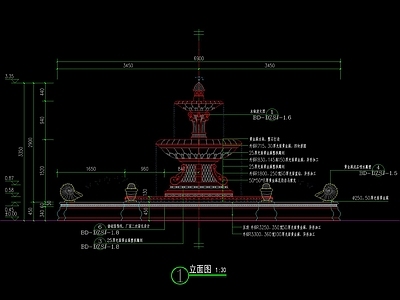 欧式花钵喷泉水景详图 施工图