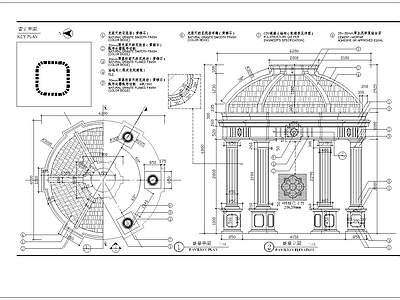 圆顶景亭细部 施工图