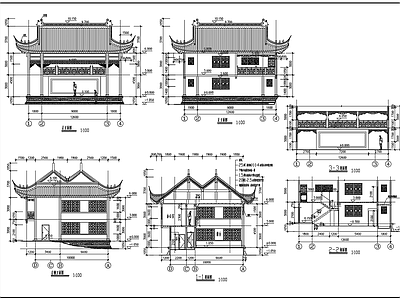 2层仿古戏台建筑 施工图