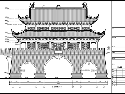 仿古古城楼建筑 施工图