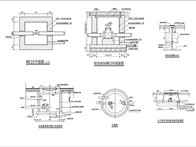 给排水阀门井绿地取水点灌溉喷头给排水管道断面 施工图 园林景观给排水