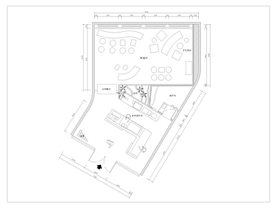 咖啡水吧CAD平面布置图