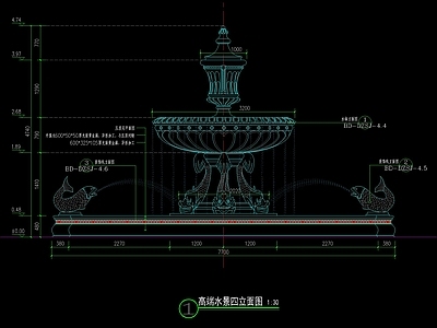 欧式花钵水景详图 施工图