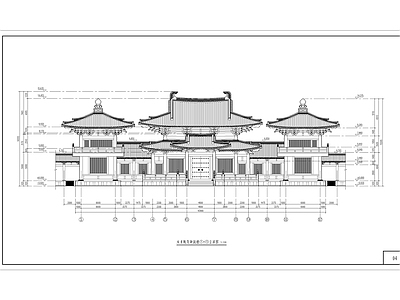 天王殿及其两侧钟鼓楼建筑 施工图