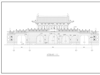 仿古城门建筑 施工图