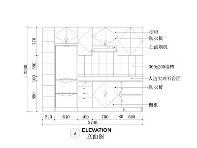 U型厨房立面图