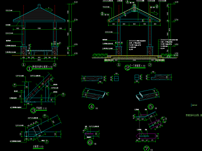 防腐木四角亭 施工图