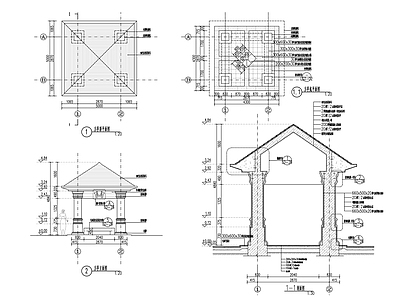 欧式方亭详图 施工图
