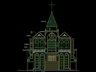 欧式基都教会建筑 施工图