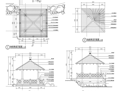 湖边休闲亭子做法详图 施工图