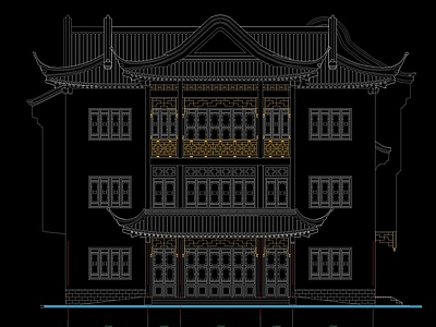 中式上海桥梓湾商城会所仿古建筑 施工图