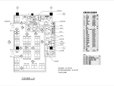 130㎡小吃店室内 施工图