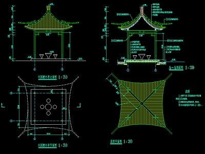 木质竹园塑竹亭 施工图