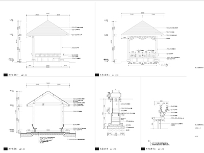 景观凉亭详图 施工图
