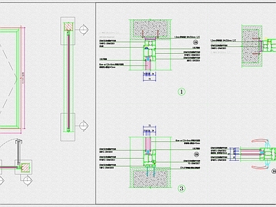 双开断桥铝平开门 施工图 通用节点
