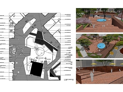 商业办公下沉庭院景观 施工图
