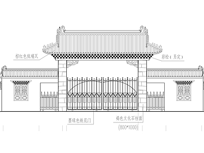 藏区大门 施工图 建筑通用节点