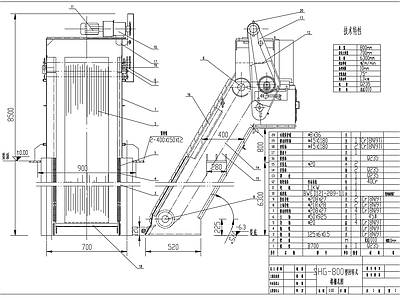 SHG 800型回转式格栅总图装配 施工图