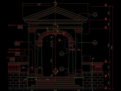 法式入口拱门详图 施工图