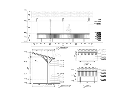 最新防腐木结构单臂廊架详图 施工图