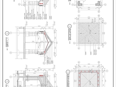 中心广场四角亭景观详图 施工图