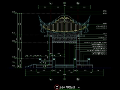 中式古亭详图 施工图