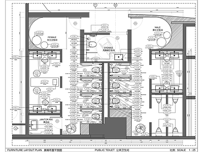公共卫生间详图 施工图