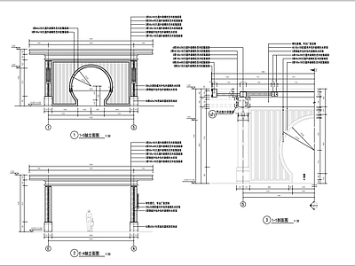 现代月亮门景观亭 施工图