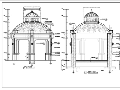 欧式铁艺圆亭 施工图