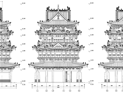 飞云楼古建筑 阁楼建筑 施工图