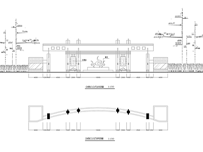 两套小区大门方案 施工图 建筑通用节点