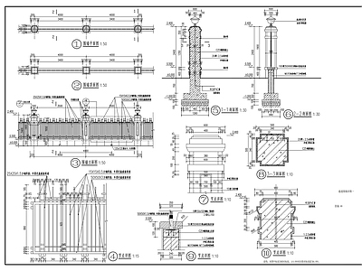 通透围墙详图 施工图