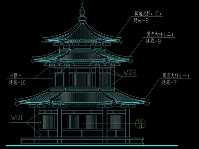 中式古建紫云阁详图 施工图