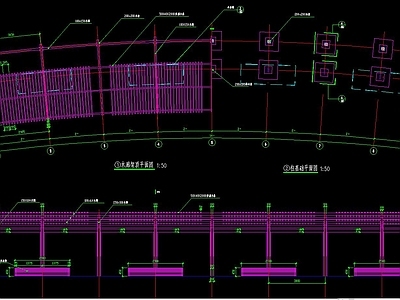 弧形廊架详图 施工图